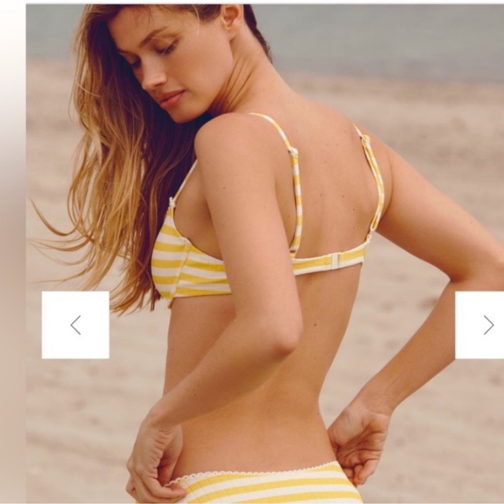 SOLID & STRIPED Yellow and White Striped Bikini Top - Picture 2 of 5